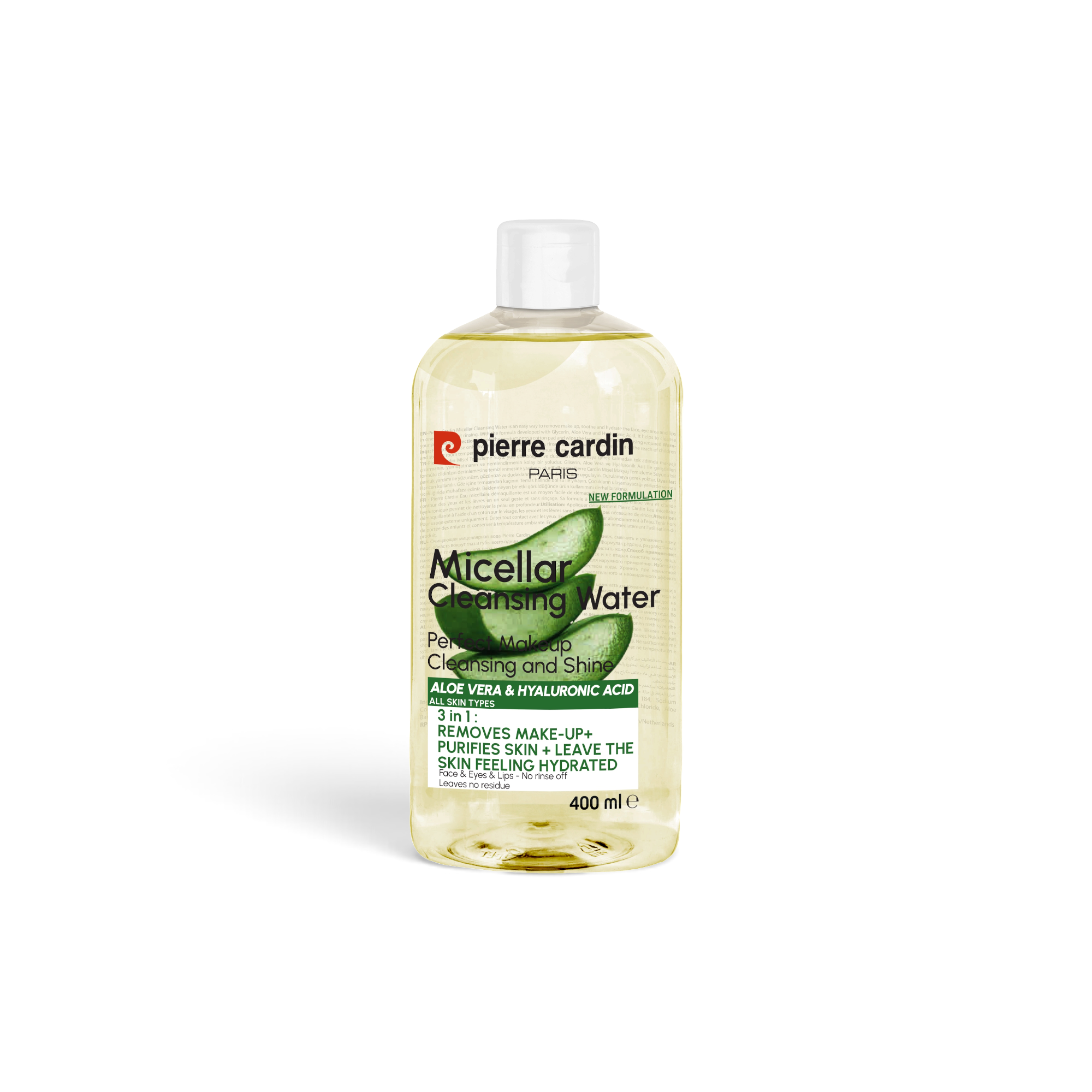 Cleansing micellar water with aloe vera and hyaluronic acid